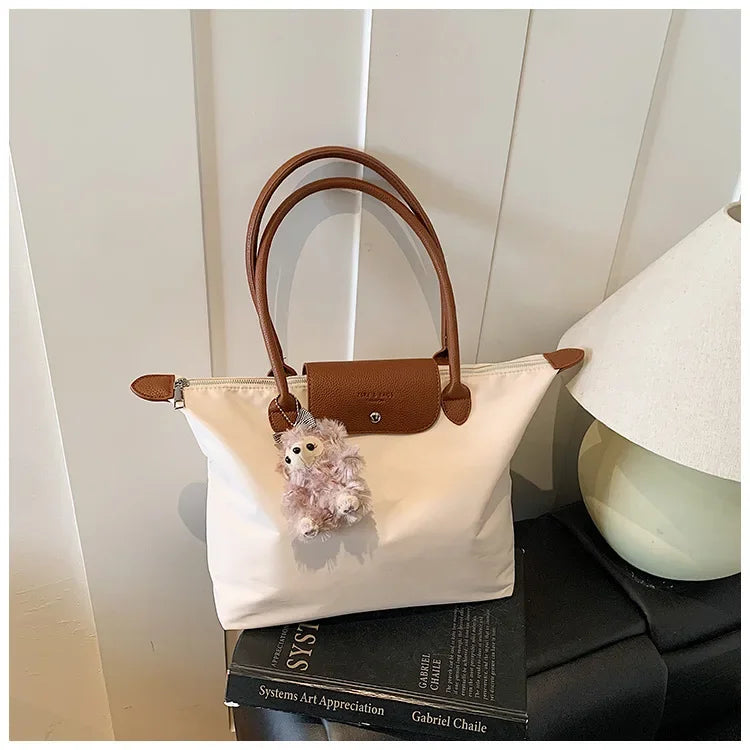 Eco-Friendly Dumpling Shape Tote Bag Versatile Ladies Handbag Single Shoulder Slant Cross Commuter Bag Soft Canvas Square Shape