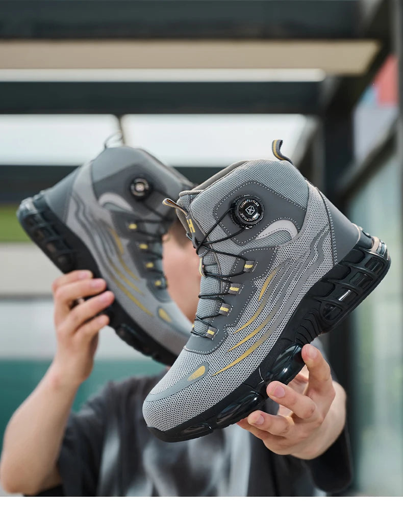 High Top Work Safety Boots Men Steel Toe Cap Work Shoes Rotating Button Indestructible Sneakers Protection Men Safety Shoes