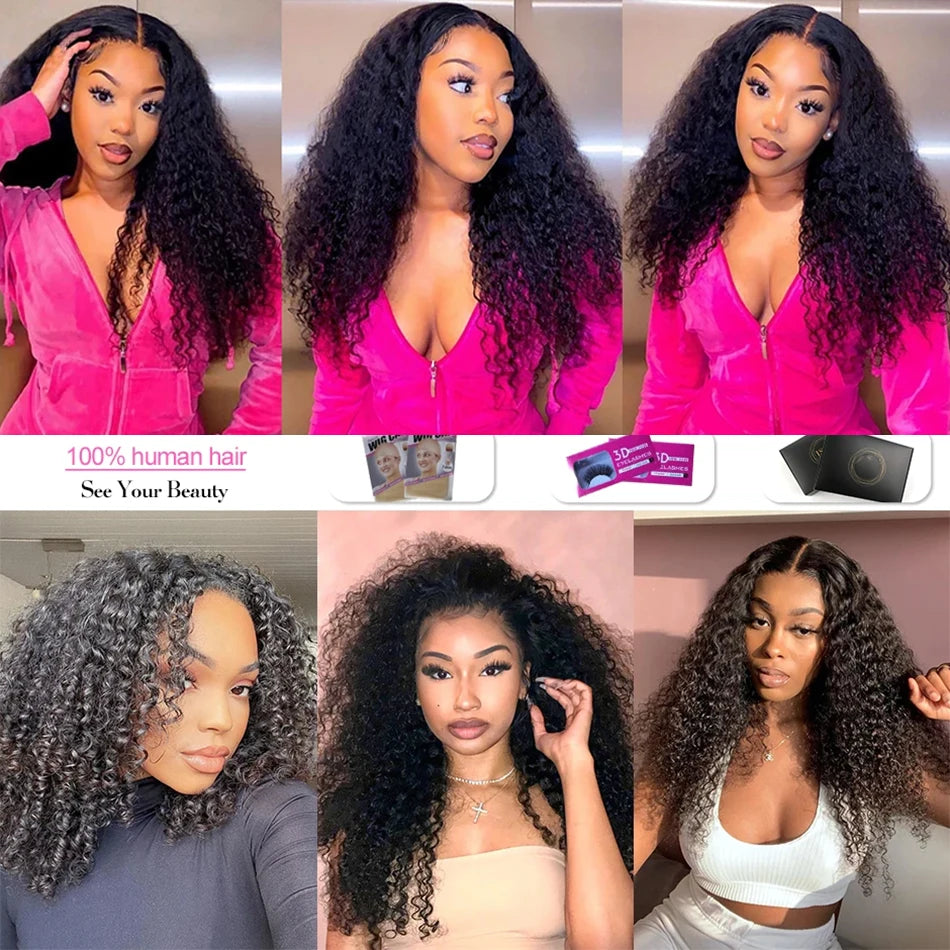 Kinky Curly 13x4 Lace Frontal Wig For Women 13x6 Glueless Human Hair Wigs Deep Water Wave Full Lace Front Wigs Ready to Wear Wig