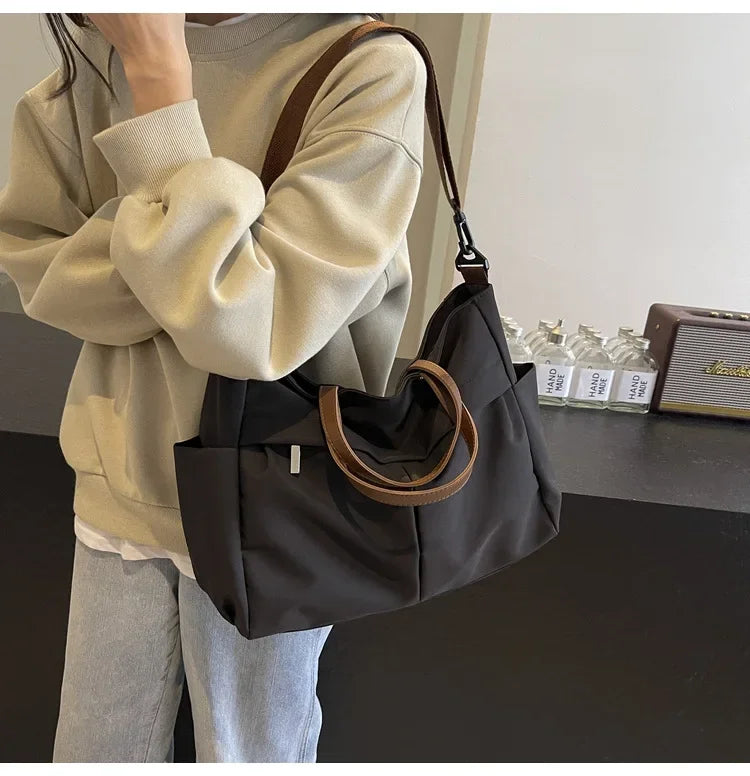 Large Capacity Winter Lady Shoulder Bag Vintage Casual Girl Tote Bags Y2K Pu Leather Female Handbags Women's Commuter Bag Purse