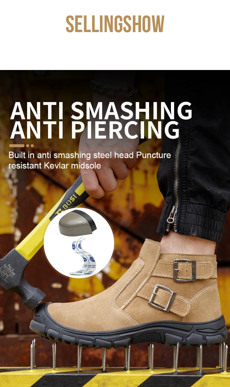 Men Work Safety Boots Indestructible Welder Shoes Steel Toe Work Shoes Anti smashing Security Protective Men Safety Shoes