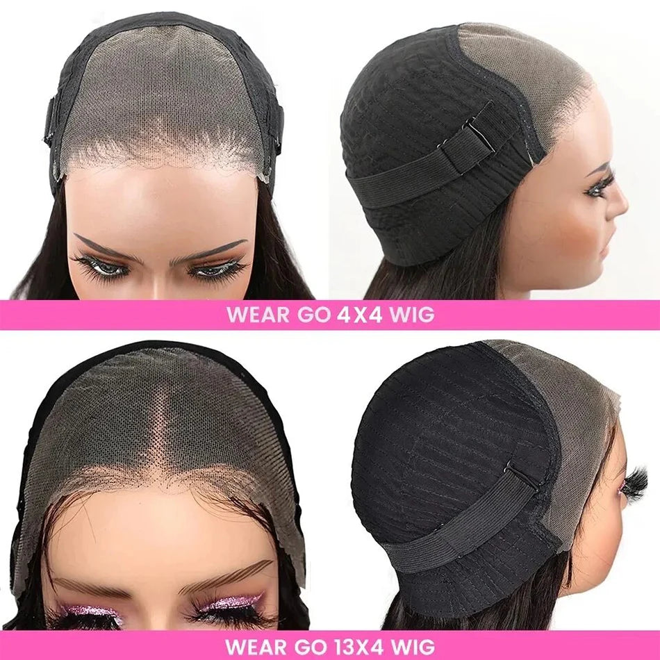 13x4 Ready to Wear and Go Lace Glueless Wigs Transparent Straight Pre Cut Lace Front Human Hair Wigs 4X4 Closure Wig Pre Plucked