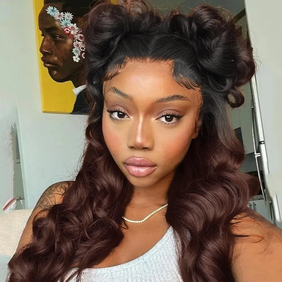 V Part Wig Ombre Reddish Brown Human Hair Remy Raw 28 30 Inch 250% No Glue Brazilian Loose Wavy V Part Human Hair Wigs for Women