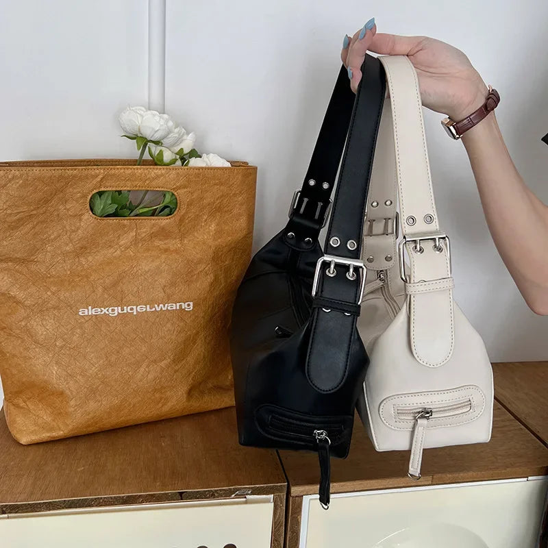 Y2K  Style Shoulder Bag Shoulder Purse For Girls Street Wear For Women Trendy Motorcycle Handbag Minimalist