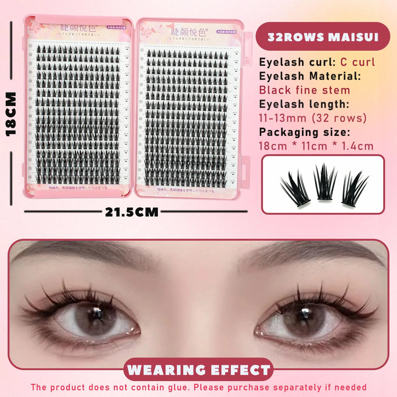 32 Rows Large Capacity Eyelashes Extension Professional Individual Cluster DIY Lashes Natural False Eyelashes Makeup Products
