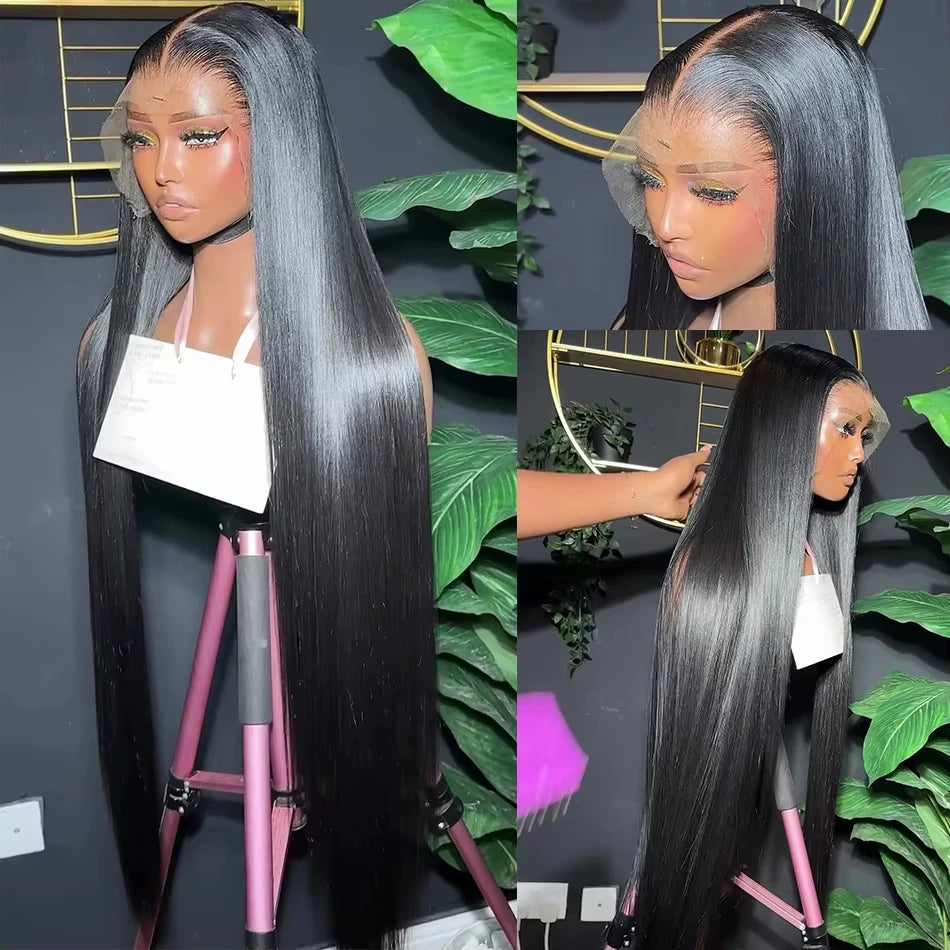 200 Density Straight 13x6 HD Black Lace Frontal Wigs 5x5 Glueless 30 40 Inch 13x4 Lace Front Human Hair Wig Bone Closure Wear Go