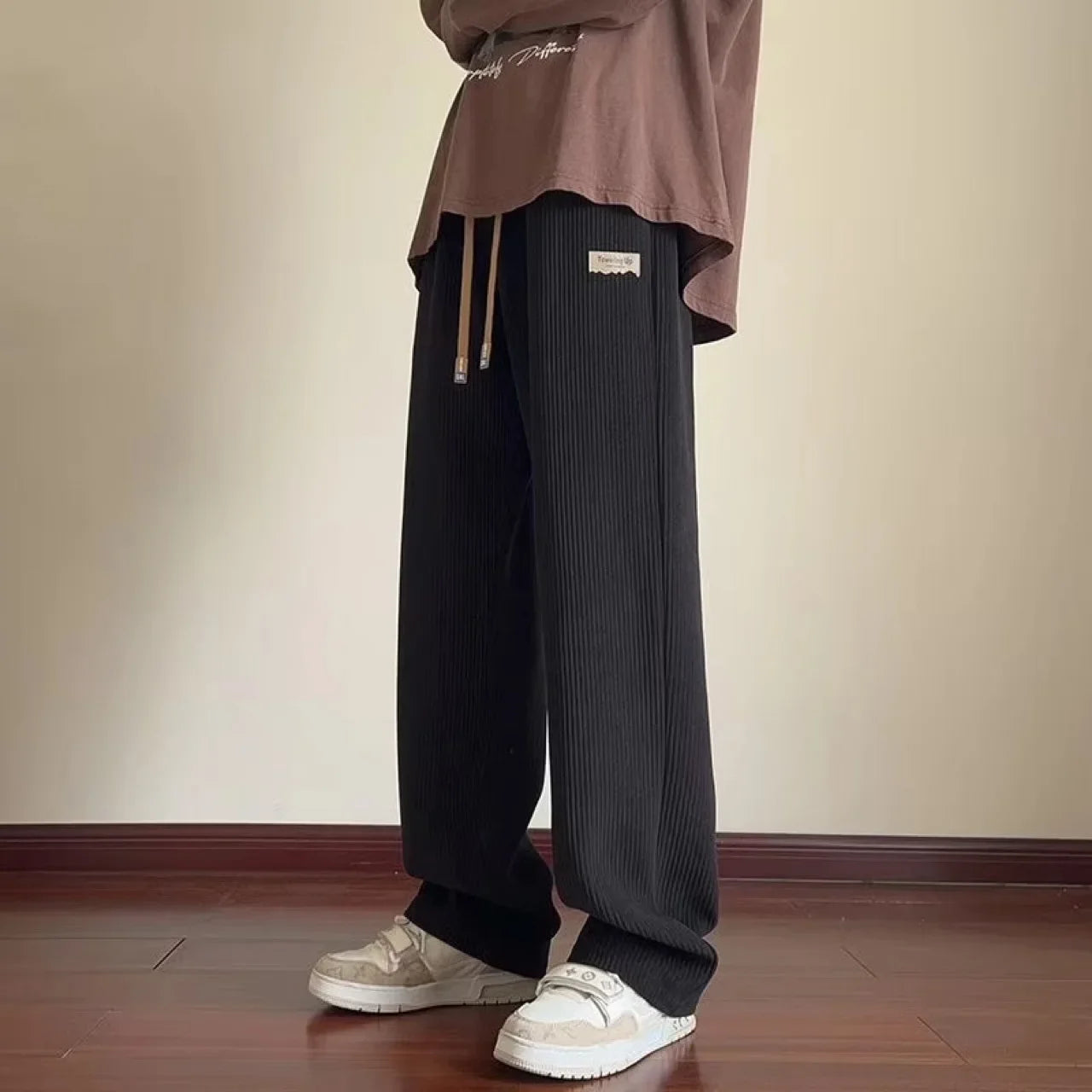 Corduroy Casual Pants For Men 2024 Spring Autumn New Style American Fit Loose Fit Leg Sweatpants Skin Sense Straight Leg Pants