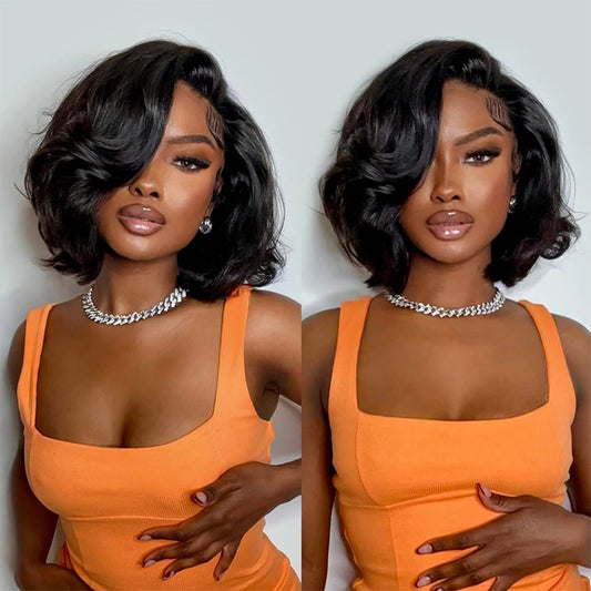 Best Double Drawn Short Bob Wigs Raw Vietnamese Virgin Hair Glueless Body Wave Human Hair Lace Frontal Pre Cut 13x4 Hd Lace Wig