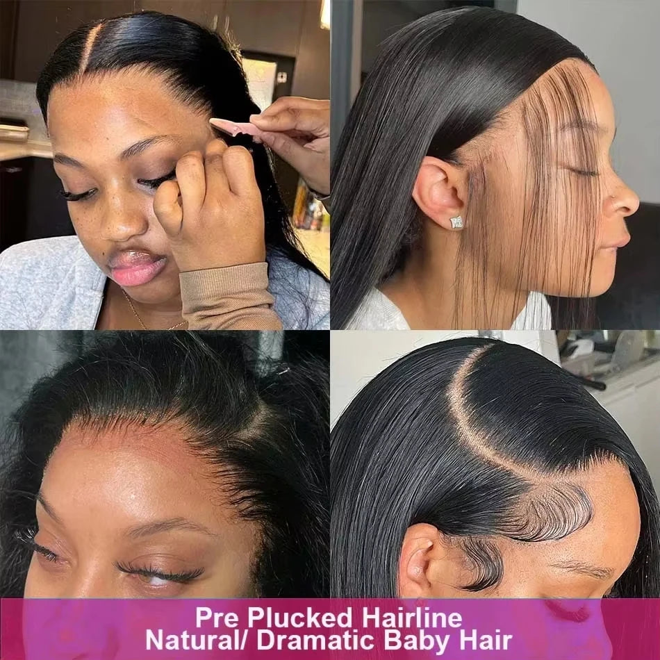 5x7 Glueless 100% Human Hair 13x6 Bone Straight Lace Front Human Hair Wigs 36 Inch 13x6 HD Lace Frontal Wig for Women PrePlucked