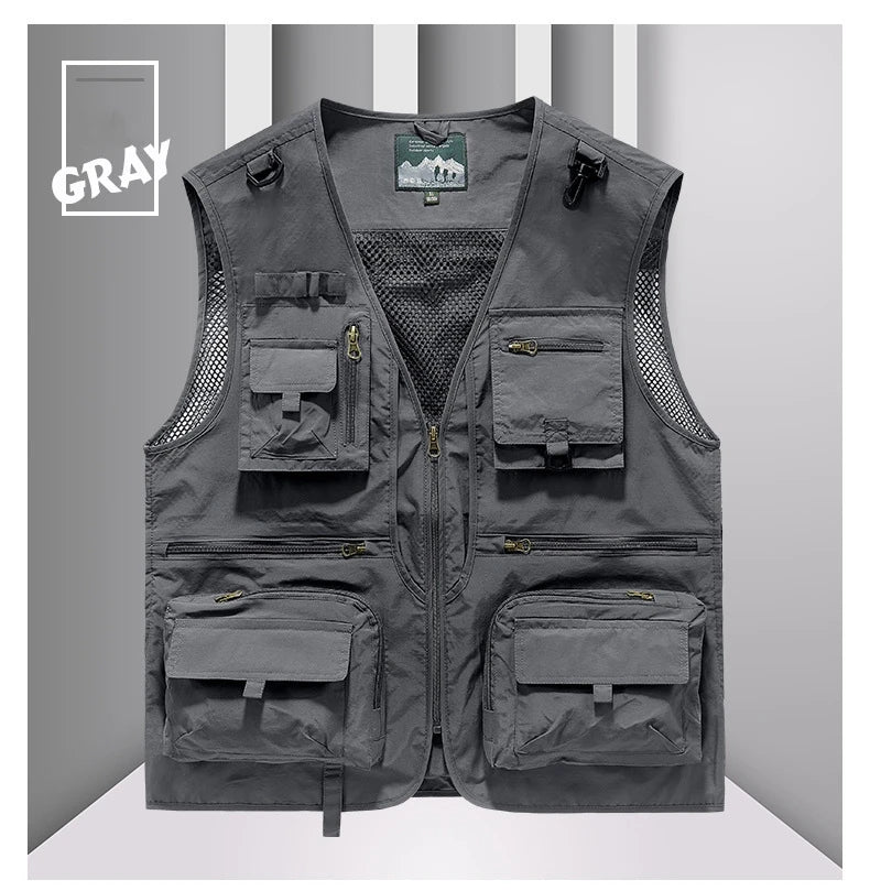 FGKKS 2023 Outdoor Leisure Vest Men's New Multi-Pocket Breathable Outdoor Sports Coat High-Quality Design Leisure Vest Men