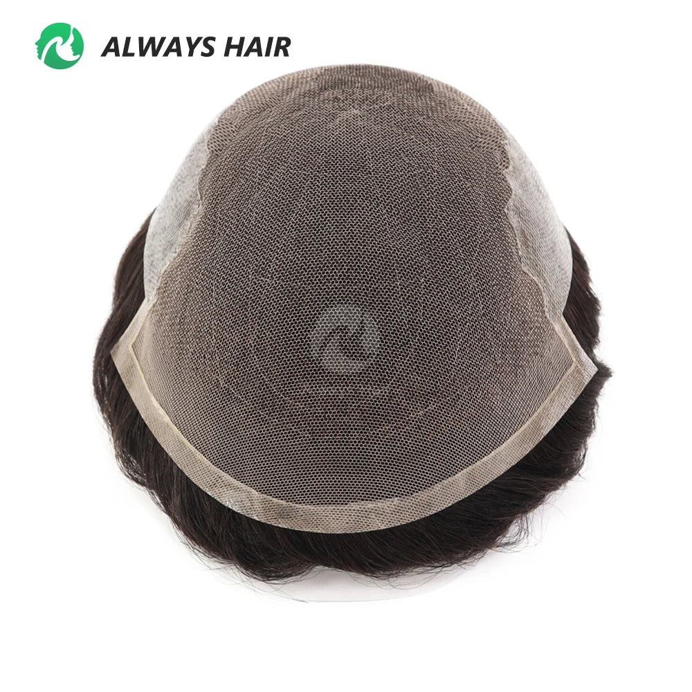 Alwayshair-DUAR Q6 Hair System Invisible Hairline Men Toupee Lace & PU Natural Indian Hair Prosthesis 130 Hair Patch for Man Wig