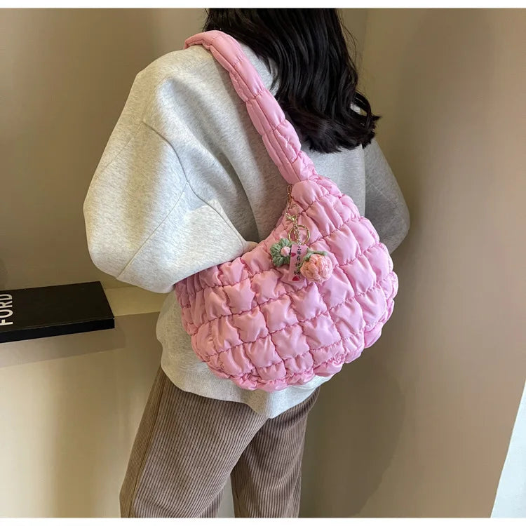 Women's Bag Korean Version Sweet Girly Style Shoulder Bag Fashion Casual Bubble Dumpling Bag Fold Cloud Bag Fashion Exquisite