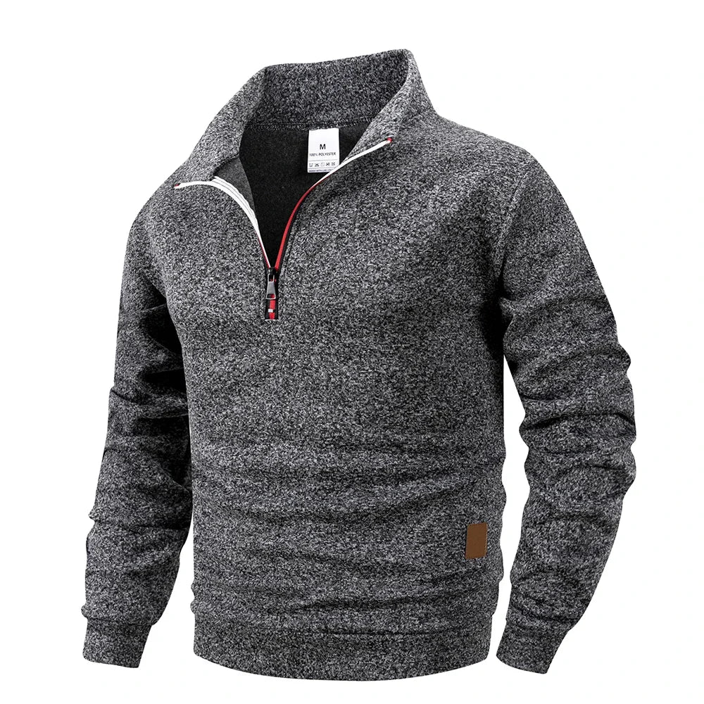 Autumn Men's Stand Collar Pullovers Slim Fit Warm Solid Color Half Zipper Long Sleeve Sweater Men's Casual Sweatshirts Top