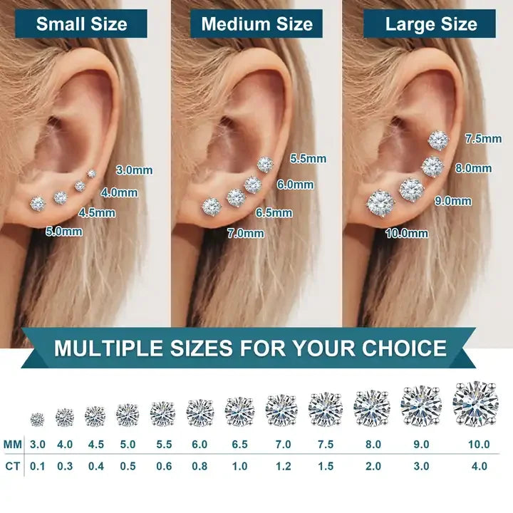 DJMAX 0.5-2ct Moissanite Diamond Stud Earrings for Women Original 925 Sterling Silver Lady's Moissanite Earring New 2025
