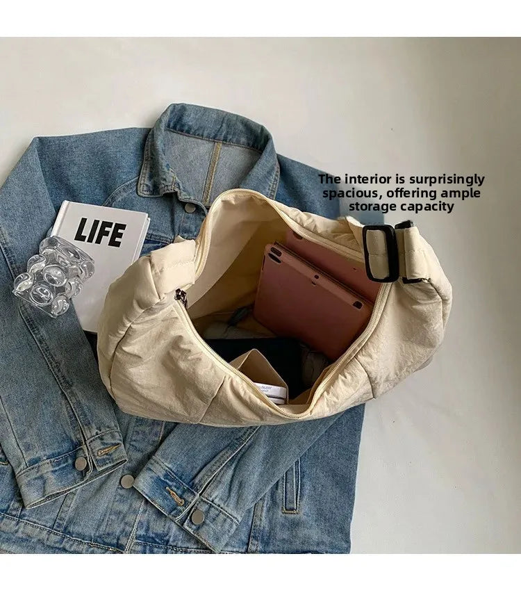 Trendy Women's Soft Cloth Shoulder Bag Solid Color Student 2025 Spring Y2k Casual Style Big Handbags Crossbody Bags for Women