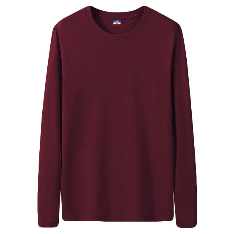Fast Delivery T-Shirts Men Long Sleeves Tee Tops Male Autumn Plain Cotton Tshirts Plus Size 4XL 5XL Undershirts Man Clothing