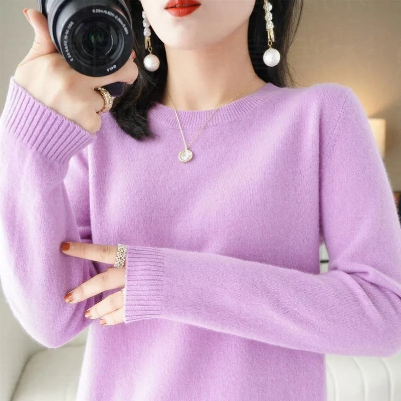 Basic Knitted O-Neck Autumn Winter Sweater Women 2025 Long Sleeve Soft Warm Sweater Korean Simple Solid Color Versatile Pullover