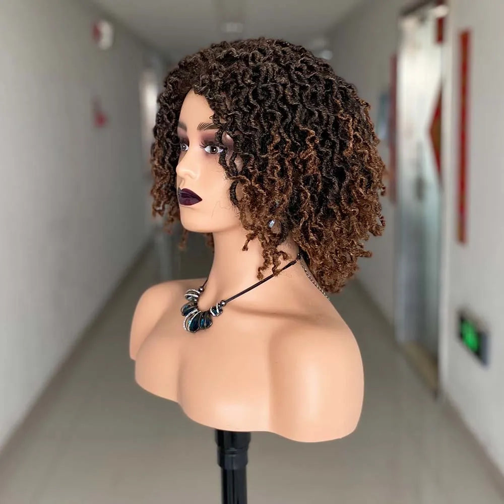 Short Braided Wigs For Black Women Short Dreadlock Wigs Afro Braids Curly Synthetic Hair Nu Faux Locs Wigs For Black Women