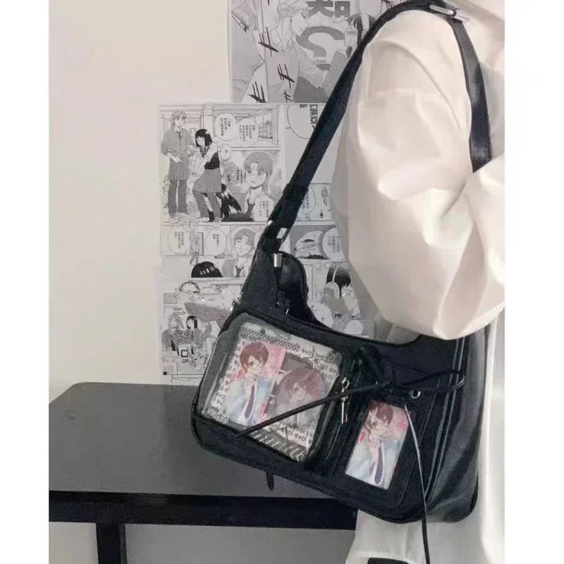 Y2k Harajuku Shoulder Bag Women Korean Transparent Ita Bag School Crossbody Bag Female Japanese Designer Preppy Handbag Purse