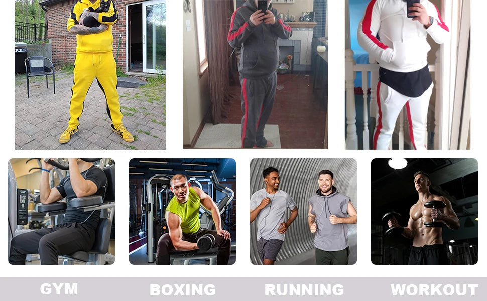 Men's 2 Piece Tracksuit Color Block Sweatsuit Stripes Casual Winter Long Sleeve Warm Moisture Wicking Breathable Sportswear Suit