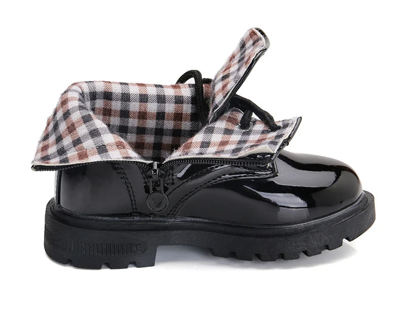 2022 New Winter Children Shoes PU Leather Waterproof Plush Boots Kids Snow Boots Brand Girls Boys Casual Boots Fashion Sneakers