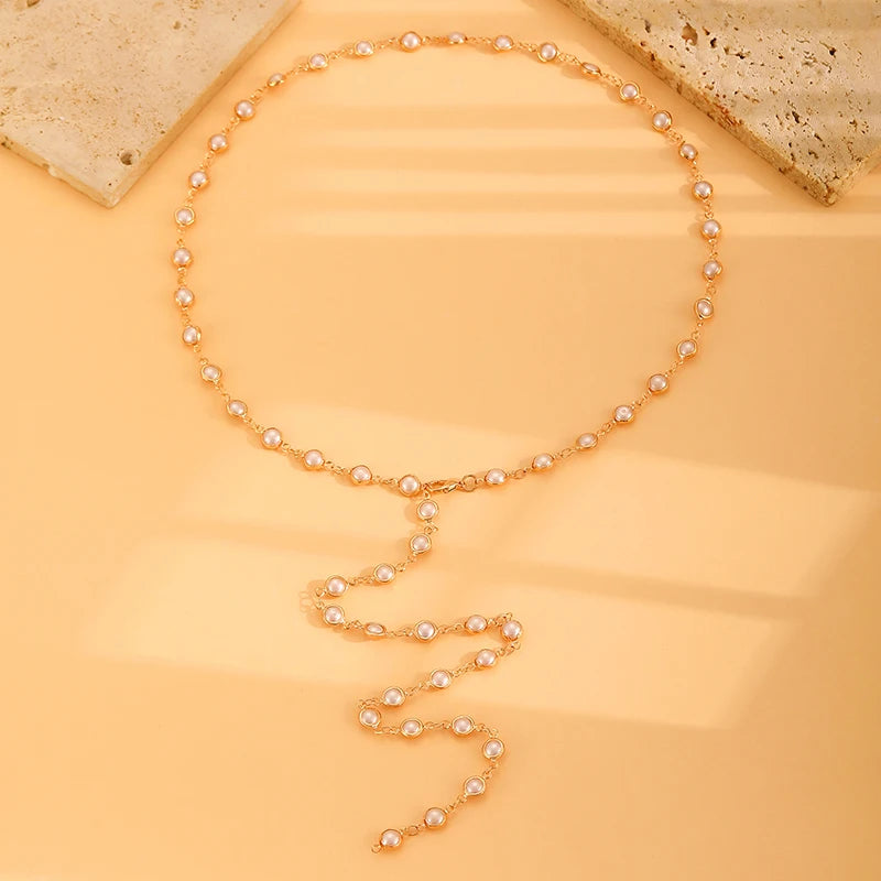 2025 New French Retro Pearl Long Chain Tassel Necklace Ladies Gentle Trend Elegant Holiday Accessories Y2K Simple Jewelry 80Cm