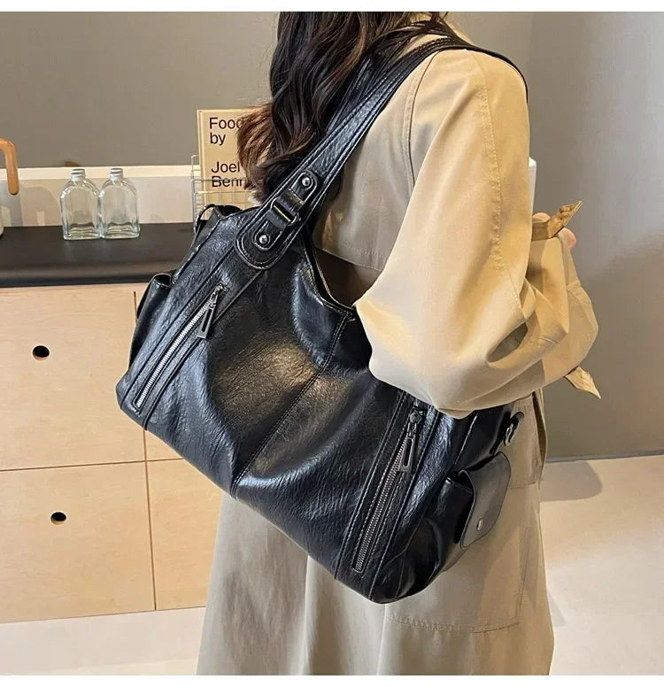 Soft Interior Compartment Shoulder Bags 2024 High Quality Contrasting Colors Bags for Women Fashion Zipper Pu Women's Handbags