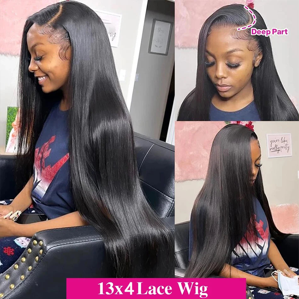 13x4 Ready to Wear and Go Lace Glueless Wigs Transparent Straight Pre Cut Lace Front Human Hair Wigs 4X4 Closure Wig Pre Plucked