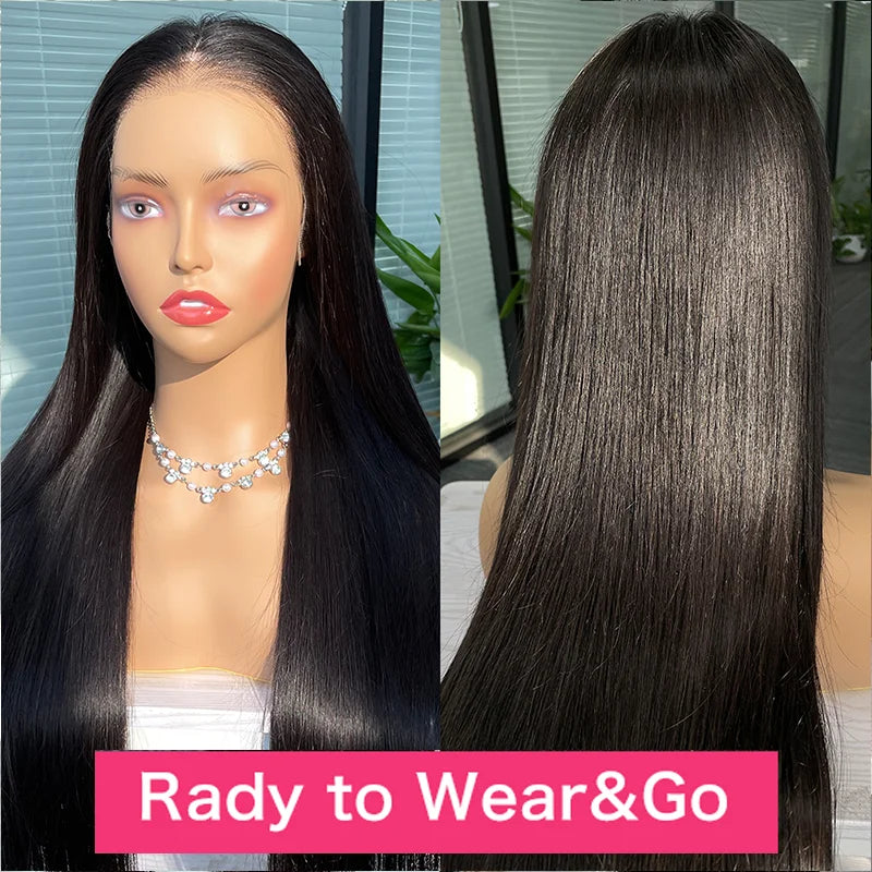 13x4 Ready to Wear and Go Lace Glueless Wigs Transparent Straight Pre Cut Lace Front Human Hair Wigs 4X4 Closure Wig Pre Plucked