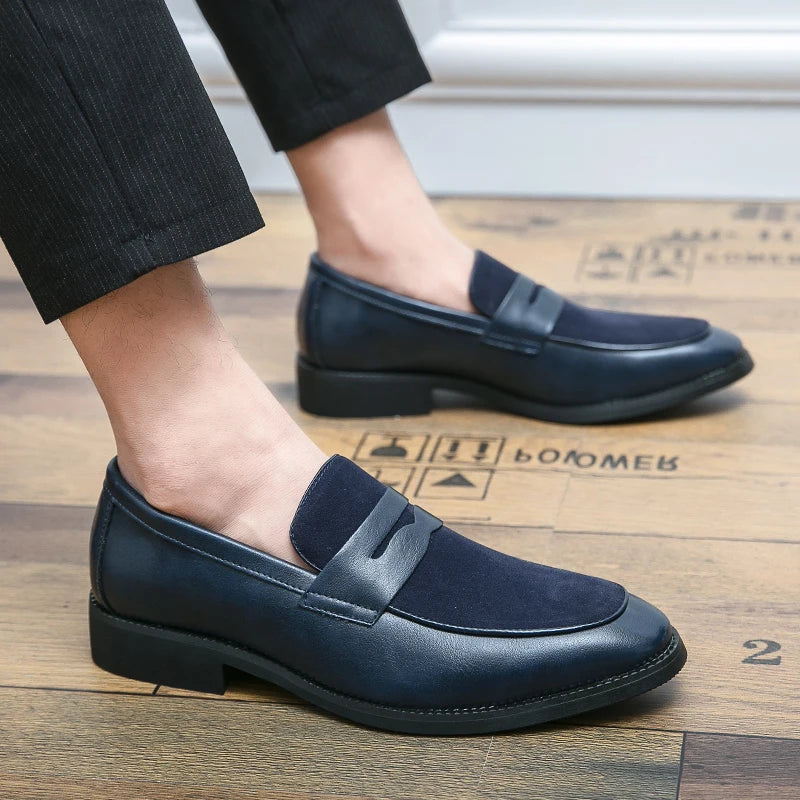 Italian Moccasins Suede Oxford Men Loafers Classic Original Derbies Shoes Pointed Toe Dress Leather Shoes Slip-On Wedding Shoes