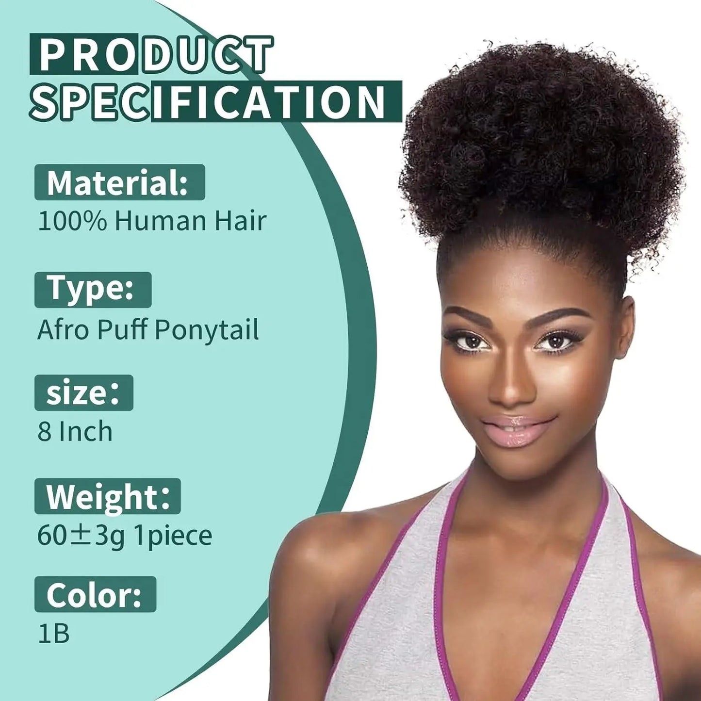 100% Human Hair Afro Kinky Puffs Drawstring Ponytail Extensions for Black Women 4# 99J 30 Kinky Curly Afro Puff Hair Accessories