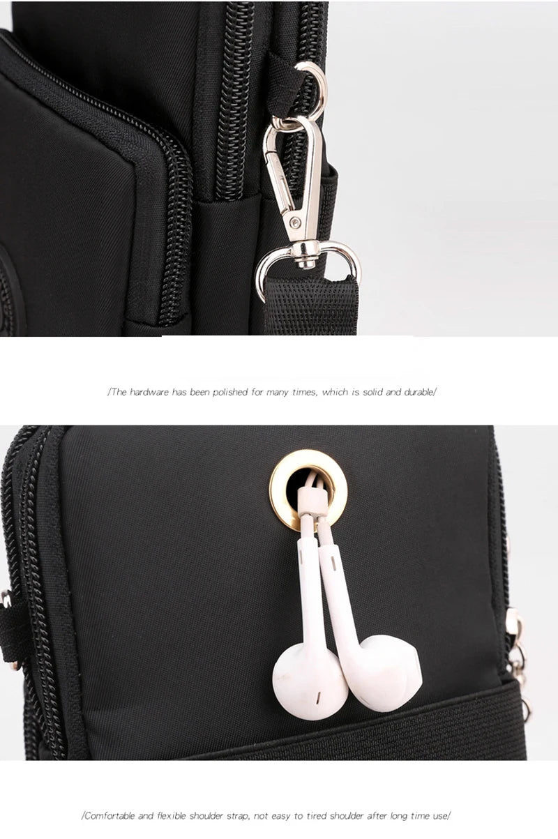 New Women Mobile Phone Bag Nylon Cell Phone Bag Coin Purse Strap Shoulder Bag Small Crossbody Bags for Women Wallet Travel Purse