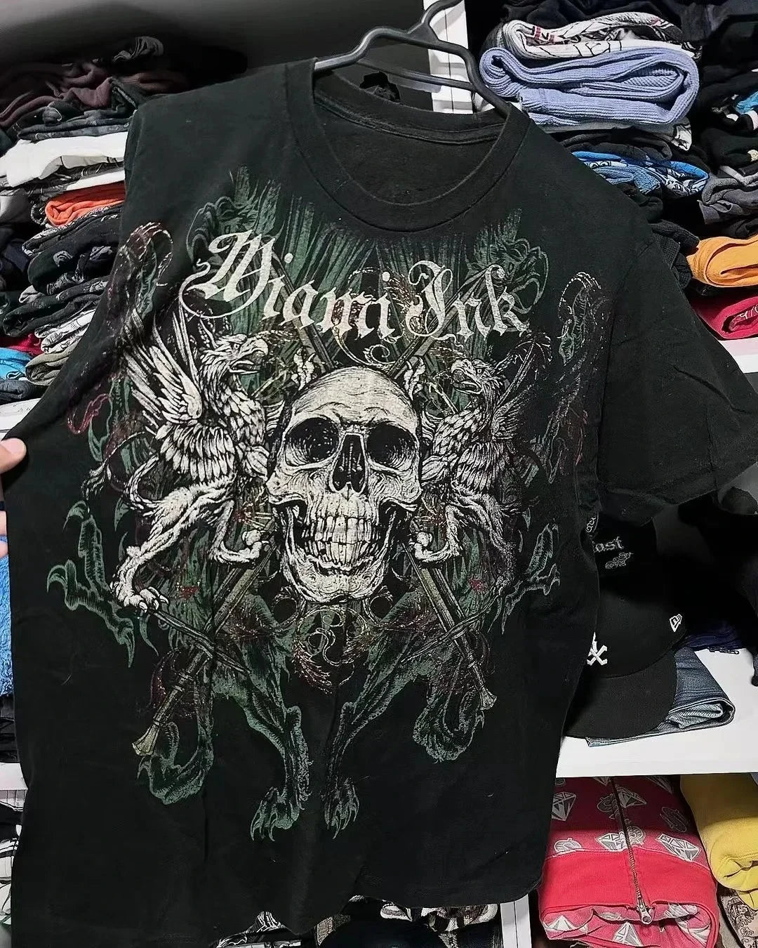 2000s affliction T shirt Clothes Retro Punk Hip Hop Graphic Print Oversized T Shirt Mens new Round Neck Cotton Short Sleeve Tops