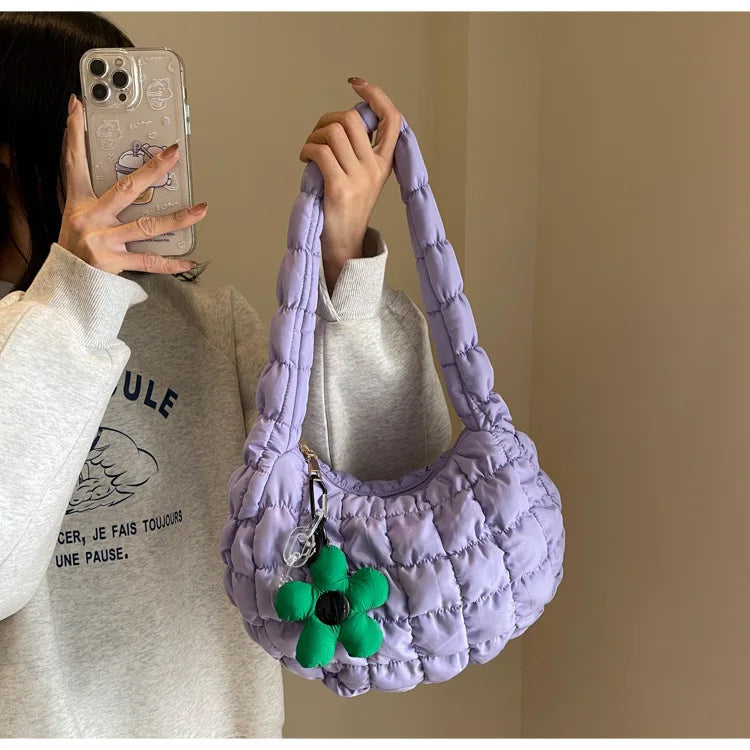 Women's Bag Korean Version Sweet Girly Style Shoulder Bag Fashion Casual Bubble Dumpling Bag Fold Cloud Bag Fashion Exquisite