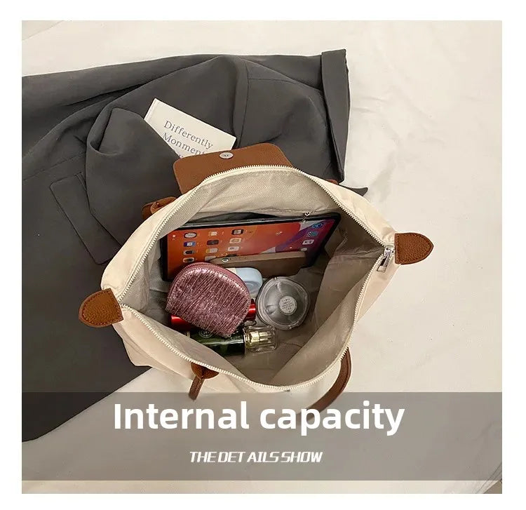 Eco-Friendly Dumpling Shape Tote Bag Versatile Ladies Handbag Single Shoulder Slant Cross Commuter Bag Soft Canvas Square Shape