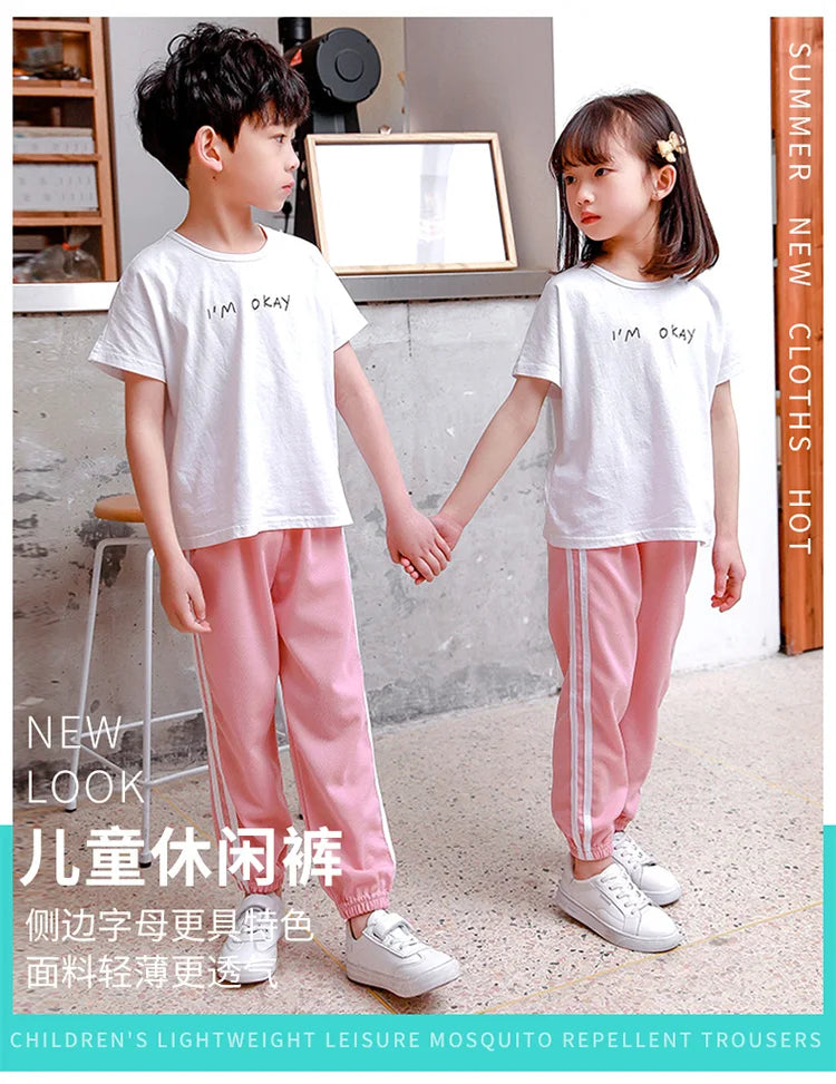 Summer Boys and Girls Thin Pants Kids Sport Wear Trousers Children's Clothes Comfortable Breathable Candy Color Pants