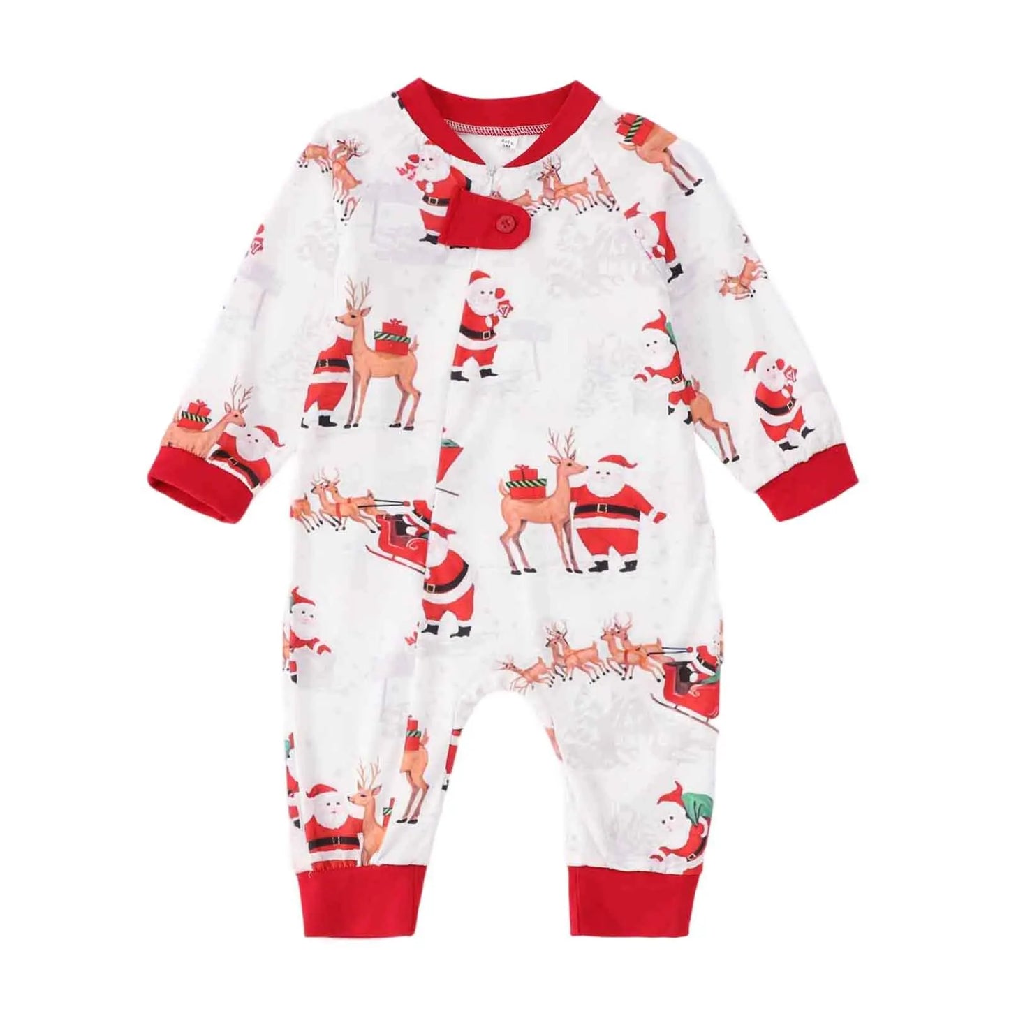 Xmas Family Look Pyjamas Santa Claus Print Christmas Pajamas Set Parent-child Matching Clothing Cute Soft Homewear Baby Romper