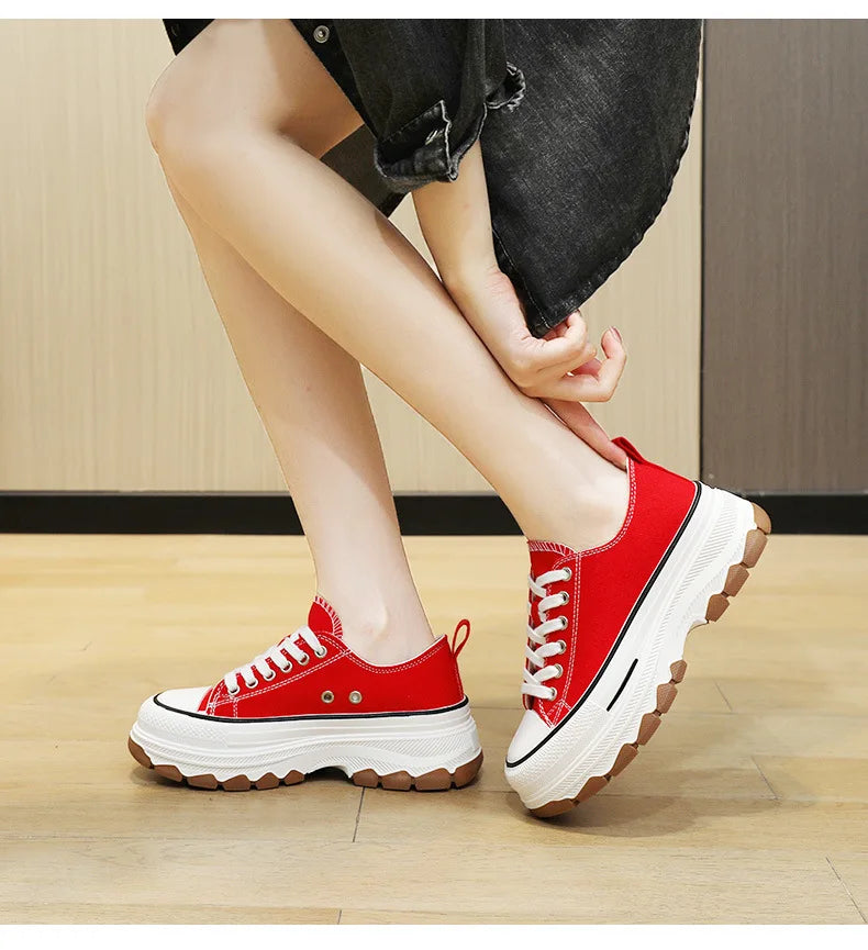 Classic Canvas Shoes Female Fashion Sneakers Women Thick Bottom Plate Shoes Heightening Casual Women's Shoes Zapatos De Mujer