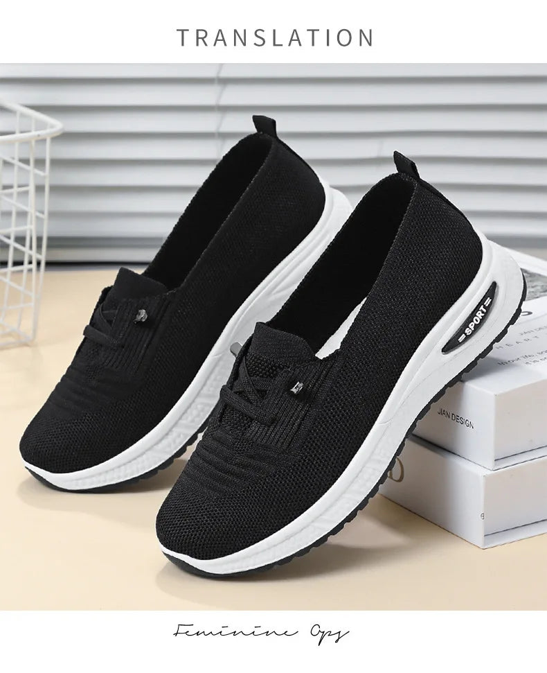Summer Women's Sneakers Breathable Slip on Walking Shoes Mesh Low Top Womens Vulcanized Shoes Soft Sole Lightweight Women Shoes