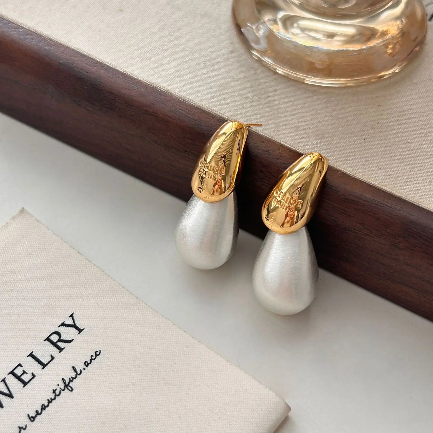 2025 New Water Drop Stud Earrings for Women Vintage Dome Copper Gold Plated Ceramic Metal Women's Earring Teardrop Ear Cuff Girl