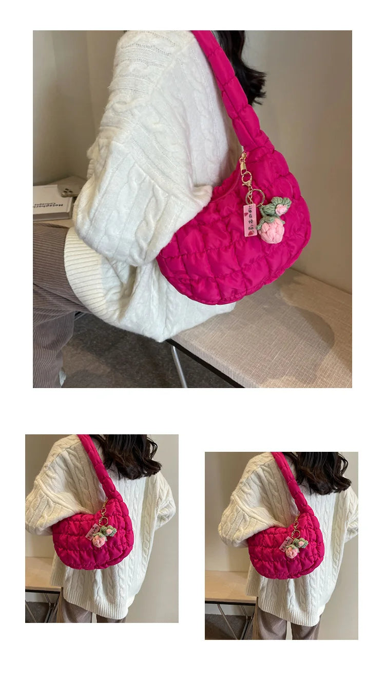 Women's Bag Korean Version Sweet Girly Style Shoulder Bag Fashion Casual Bubble Dumpling Bag Fold Cloud Bag Fashion Exquisite