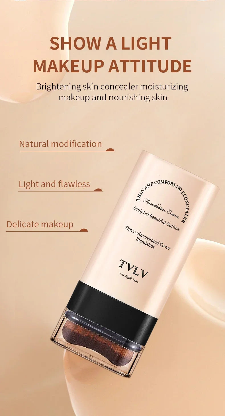 TVLV eraser foundation make-up stick 20g, with brush to brighten skin liquid foundation, long-lasting makeup concealer