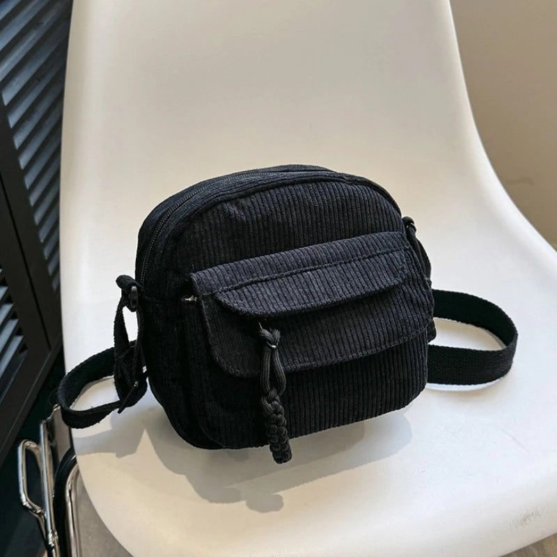 Corduroy Daily Handbag Fashionable Versatile Shoulder Bag for Women Multi-Compartment Zipper Closure Commute Women's Tote Bag