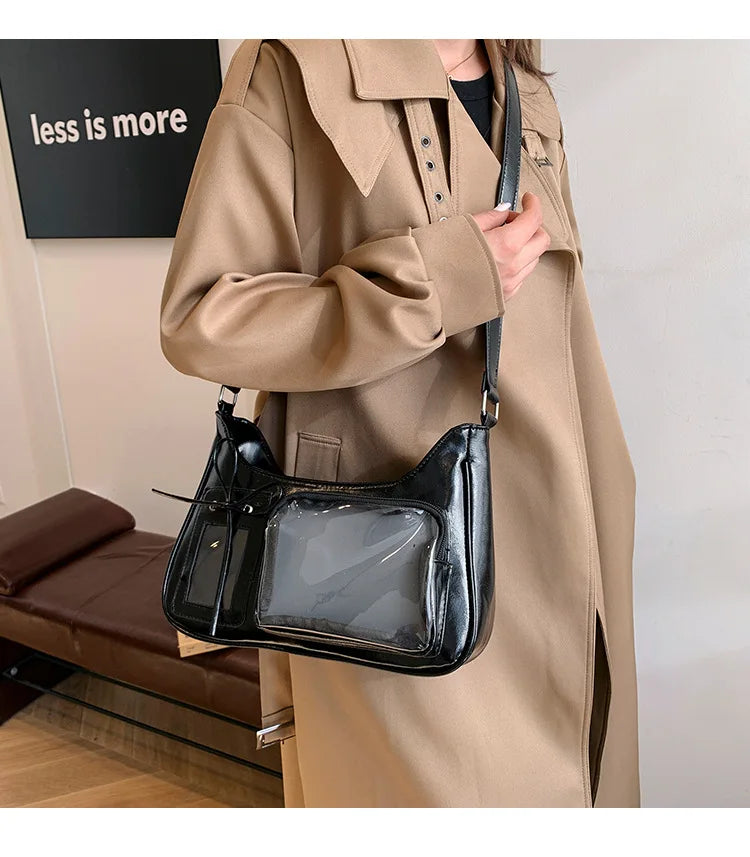 Y2k Harajuku Shoulder Bag Women Korean Transparent Ita Bag School Crossbody Bag Female Japanese Designer Preppy Handbag Purse
