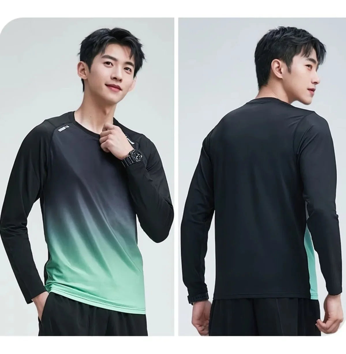 Quick Dry Ice Silk Men's T-Shirt Thin Sport Long Sleeve Loose Fitness Training Running Clothes New Style Summer Breathable Top