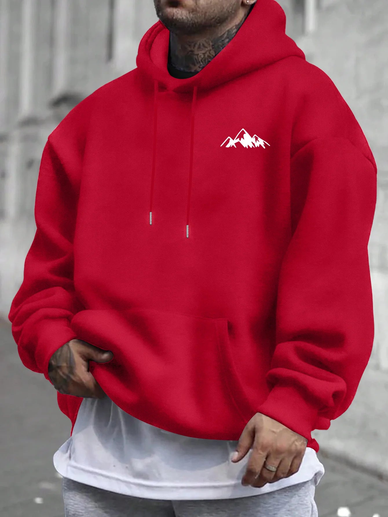 Men'S Casual Pink Hoodie with Fleece Lining Stylish Graphic Long Sleeve Regular Fit Casual Wear Hoodie Front Blend Hoodie