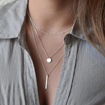 New Golden Silver Color Small Heart Necklaces Bijoux For Women Collars Fashion Jewelry Collarbone Pendant Necklace NA219