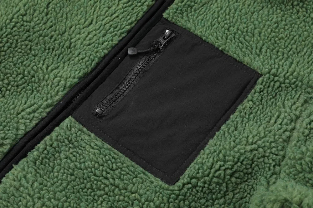 Vintage American Style Double-Sided Wearable Black Eight Ball Flocking Woolen Jacket Zipper For Men And Women Casual Use