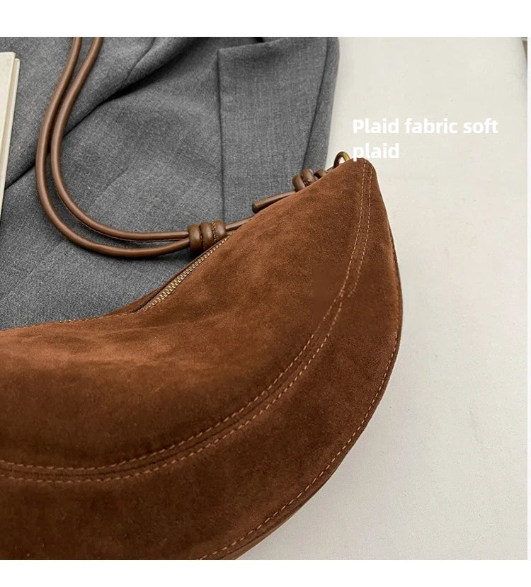 Faux Suede Super Popular Niche Suede Shoulder Bag for Women 2025 Hot Sale Single Crossbody Bags Underarm Dumpling Sweet Bags