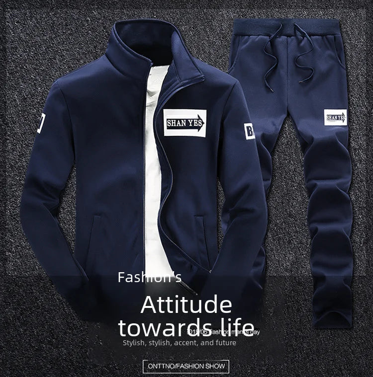 Casual Sports Suit Men's Spring Autumn Korean Style Trendy Running Clothes Sweatshirt Jacket Combinations Men's Wear Clothing